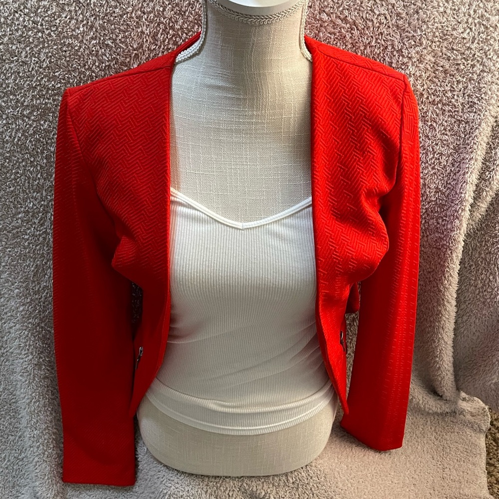 Red blazer with front pocket